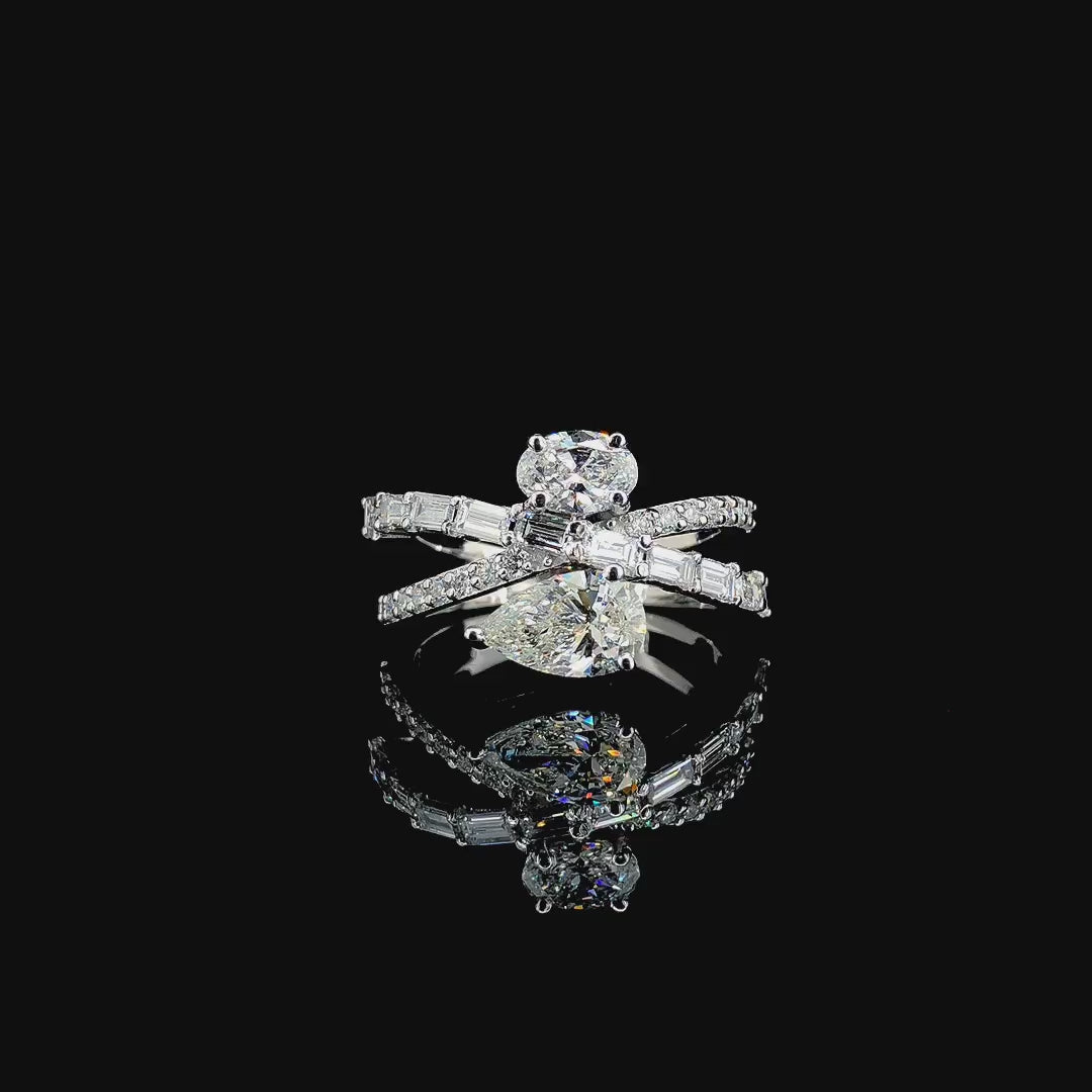 La DiaMantés | Twisted Shank Two-Stone Diamond Ring